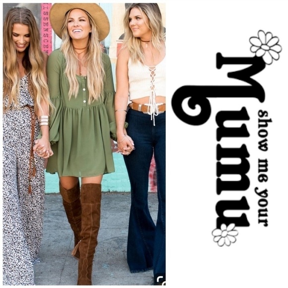 Show Me Your MuMu Dresses & Skirts - SMYM | Sienna Swing Dress Army Green Chiffon Dress
